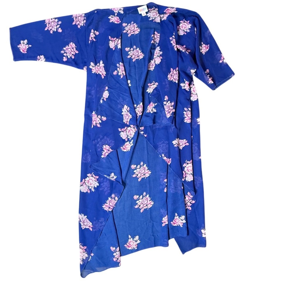 Lularoe Blue Floral Open Front Duster Cardigan Kimono‎